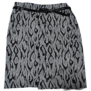 Apt 9 Animal Print High Waist Pencil Skirt Belt Silver Gray Black Womens 4 S